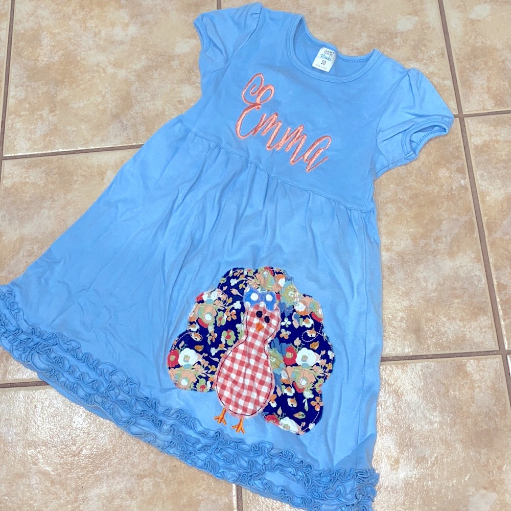“Emma” Personalized Thanksgiving/Turkey dress. Monogrammed